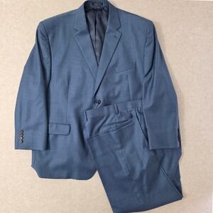 Lauren Ralph Lauren 48S Blue Sharkskin Wool Suit 44" Waist 26" Inseam Tailored